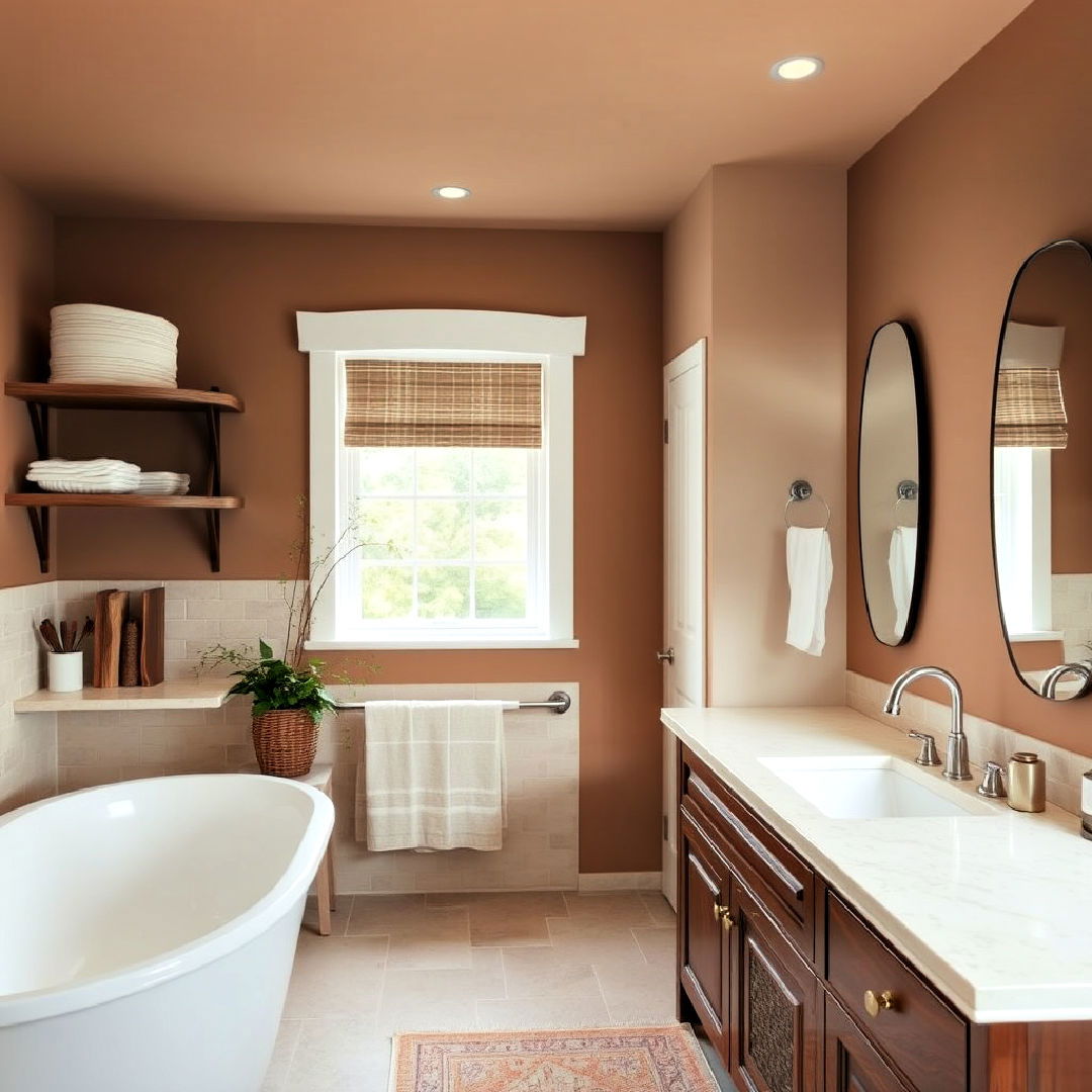 warm cocoa and white for bathroom - 40 Warm Color Palettes for Every Room in the House