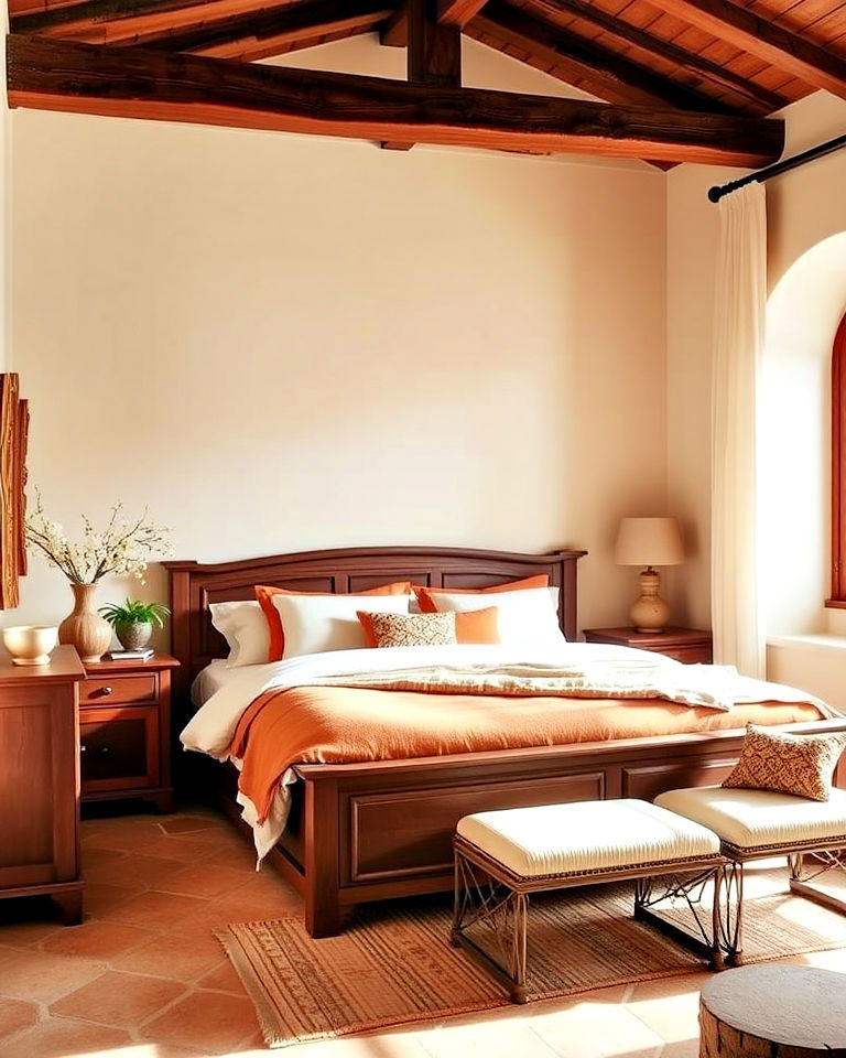 warm earthy color palette for tuscan bedroom - 20 Tuscan Bedroom Ideas