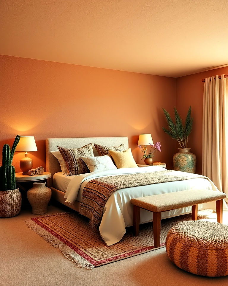 warm earthy tones for bohemian desert decor - 20 Bohemian Desert Decor Ideas