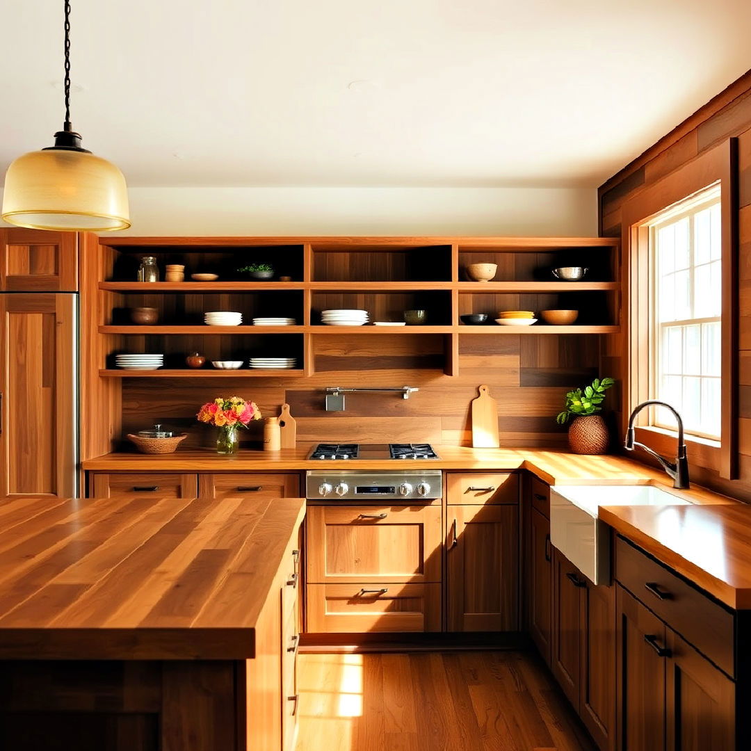 warm wood tones for brown kitchen - 20 Brown Kitchen Ideas