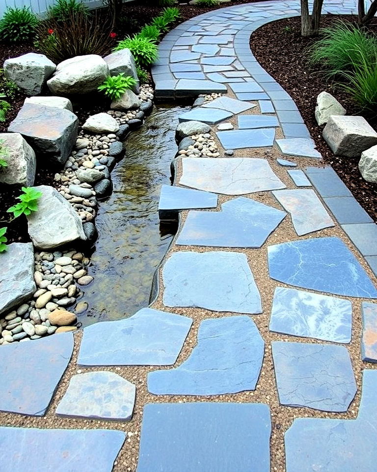 water feature border for bluestone walkway - 15 Bluestone Walkway Ideas