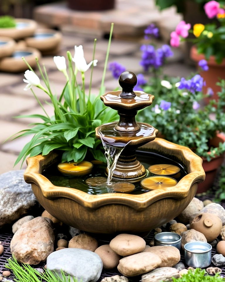 water feature for a relaxing ambiance - 30 Garden Party Ideas