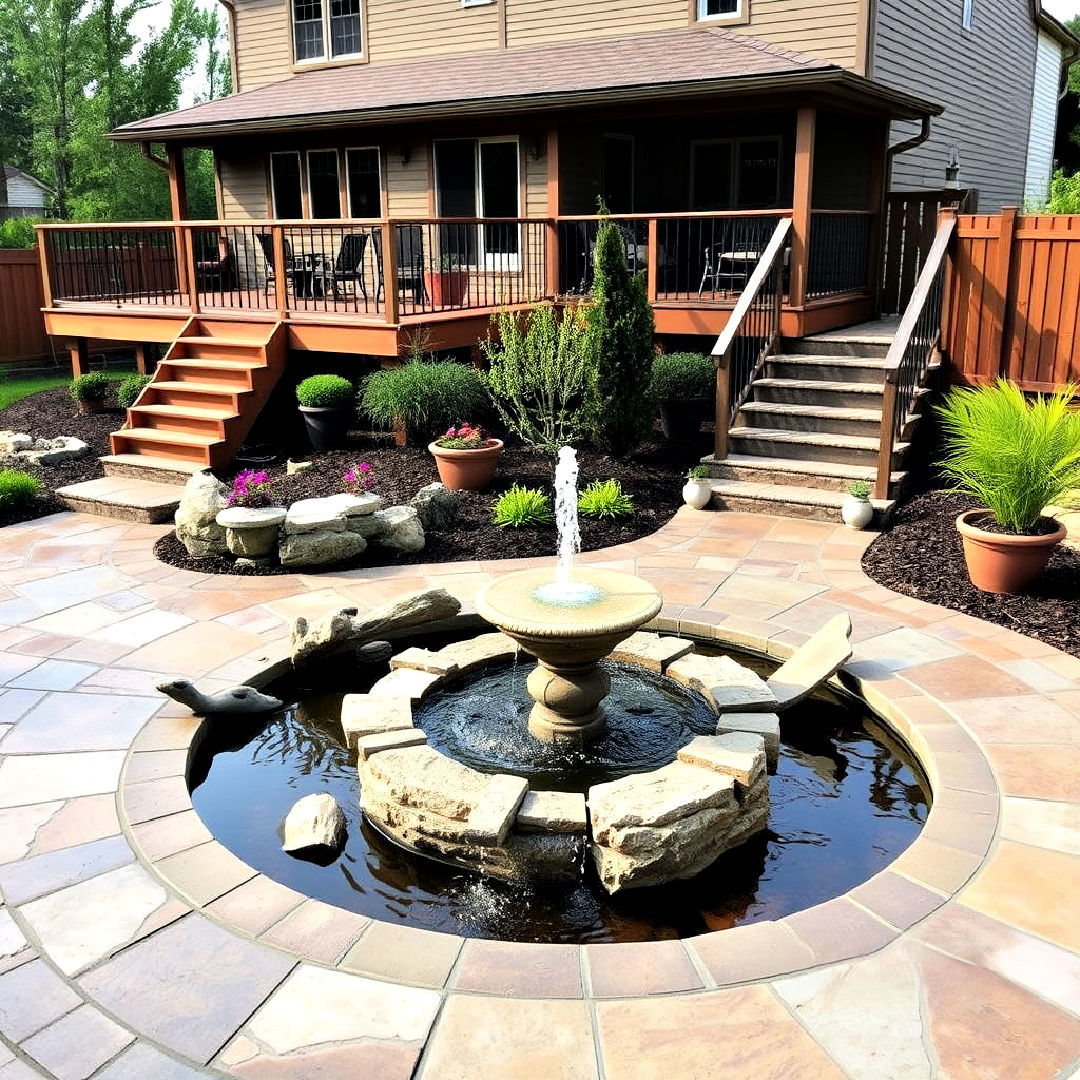 water feature for deck and patio combo - 30 Deck and Patio Combination Ideas