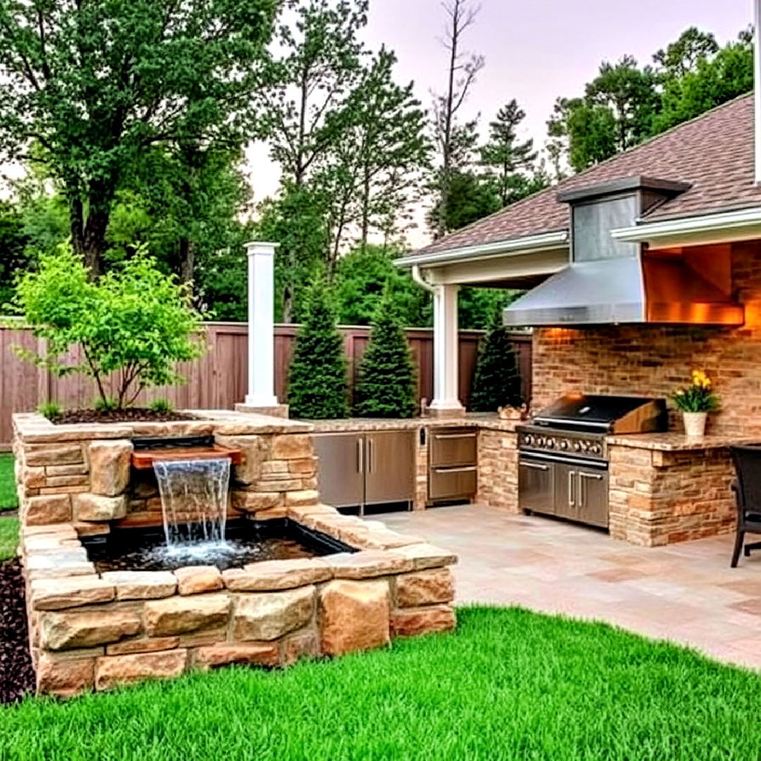water feature for l shaped kitchen - 20 L Shaped Outdoor Kitchen Ideas