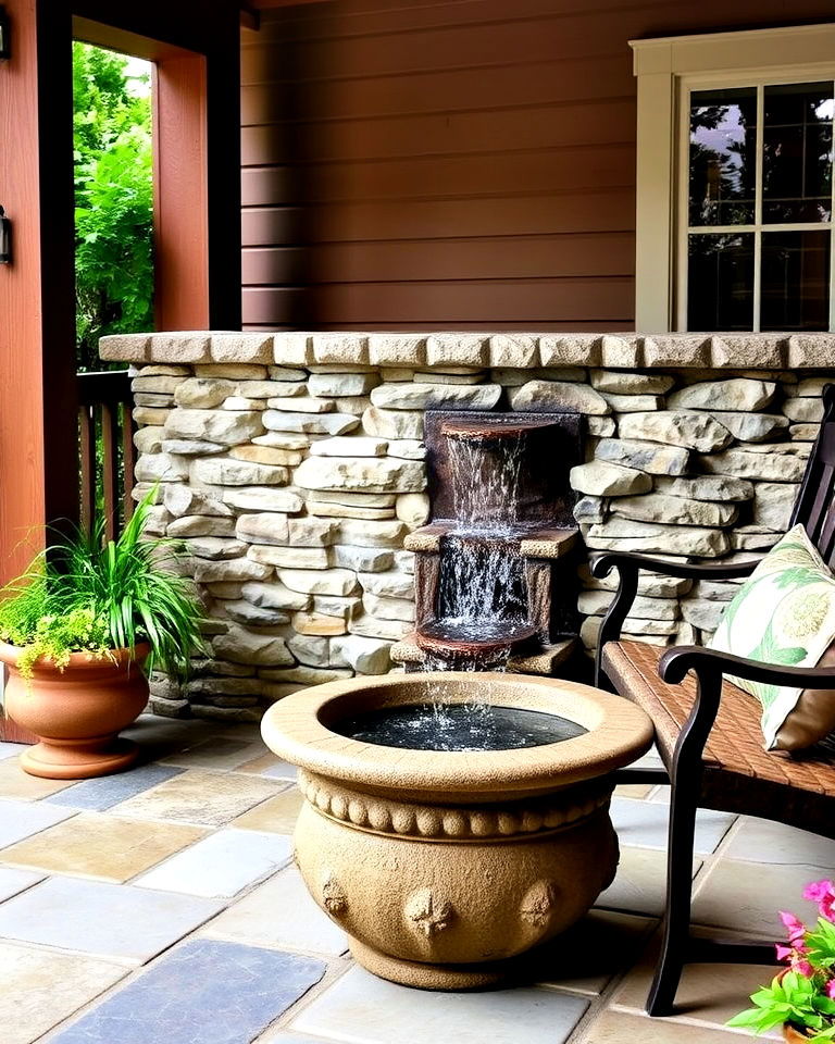 water feature for raised ranch front porch - 25 Raised Ranch Front Porch Ideas
