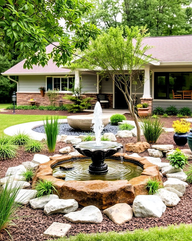water feature to elevate curb appeal - 40 Curb Appeal Inspiration for Ranch Homes