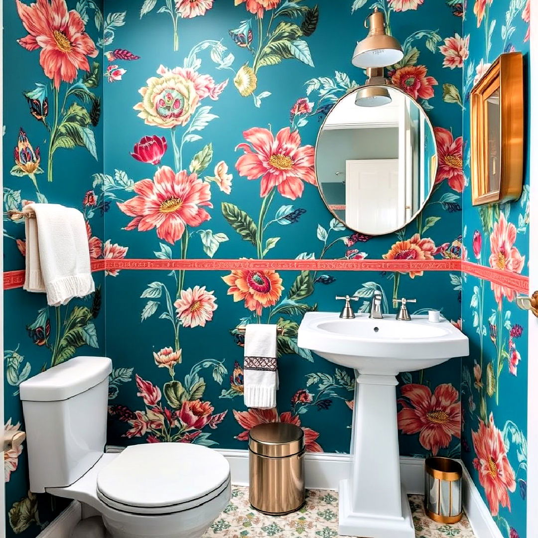water resistant colorful wallpaper - 25 Colorful Bathroom Ideas