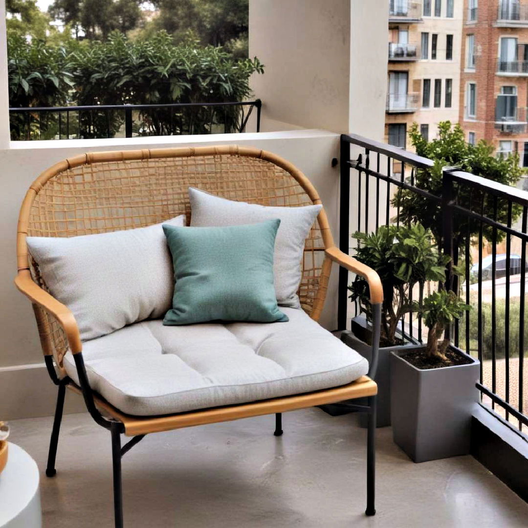 water resistant cushions to add comfort - 30 Small Balcony Ideas