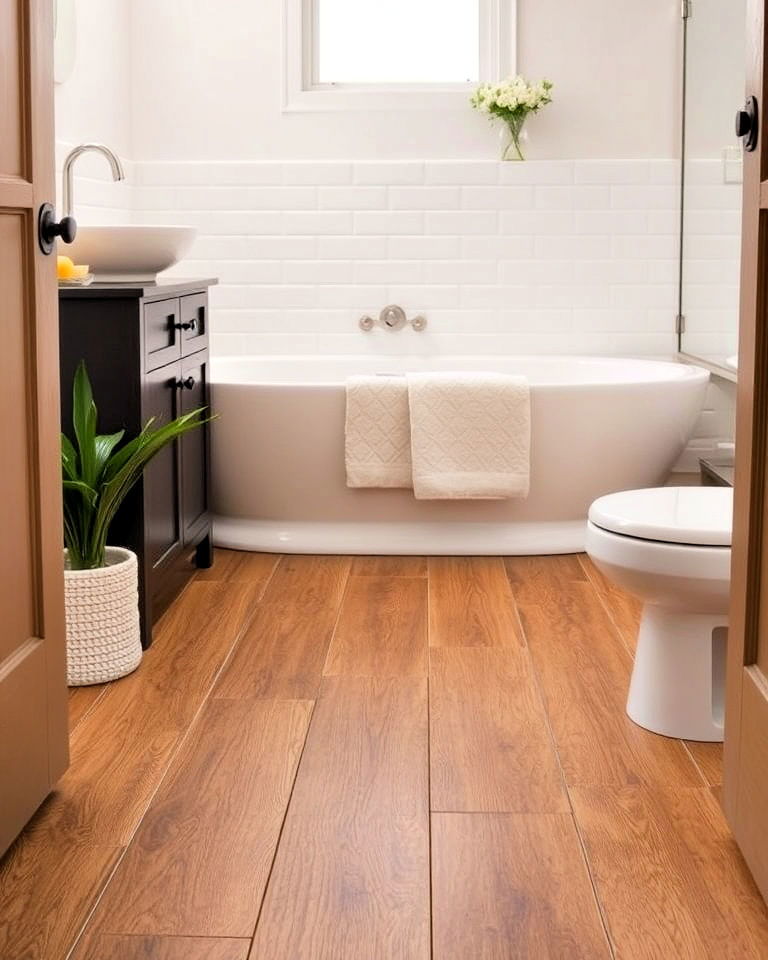water resistant laminate flooring - 15 Small Bathroom Flooring Ideas
