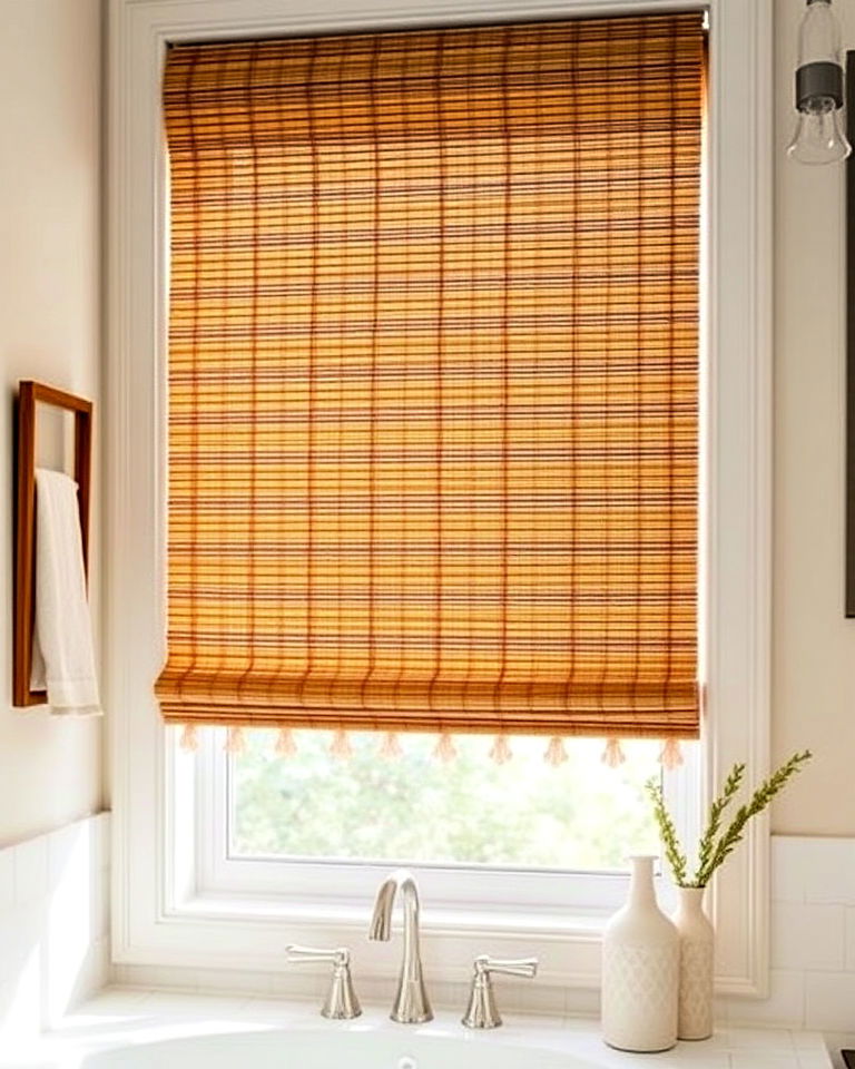 water resistant woven wood shades - 30 Bathroom Window Treatment Ideas