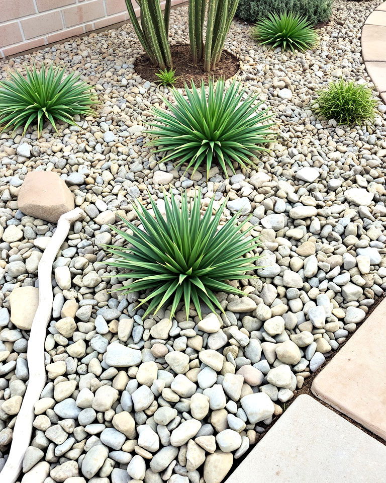 water saving rock mulch accents - 30 Drought Tolerant Landscaping Ideas