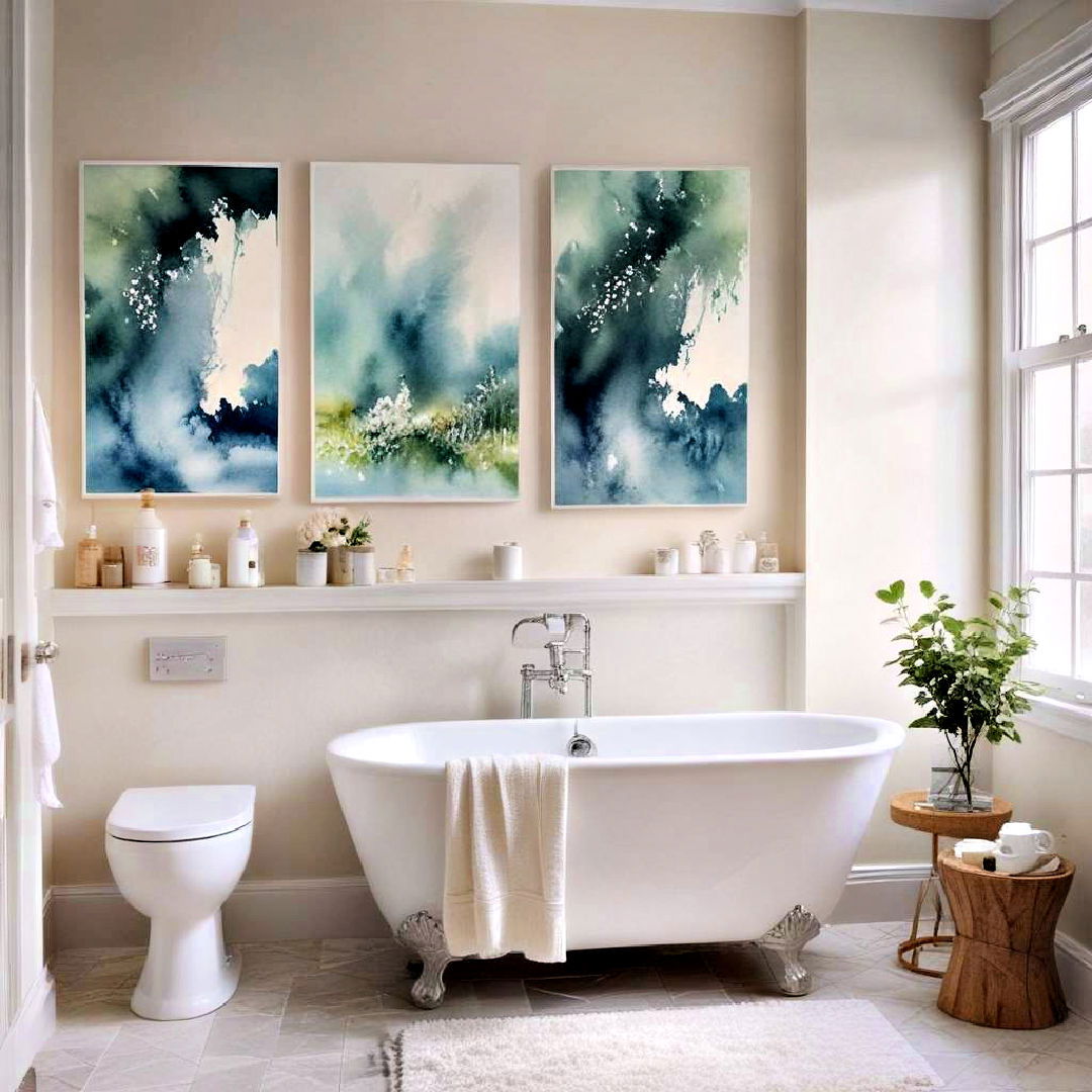 watercolor painting for relaxing bathroom ambiance - 25 Bathroom Art Ideas