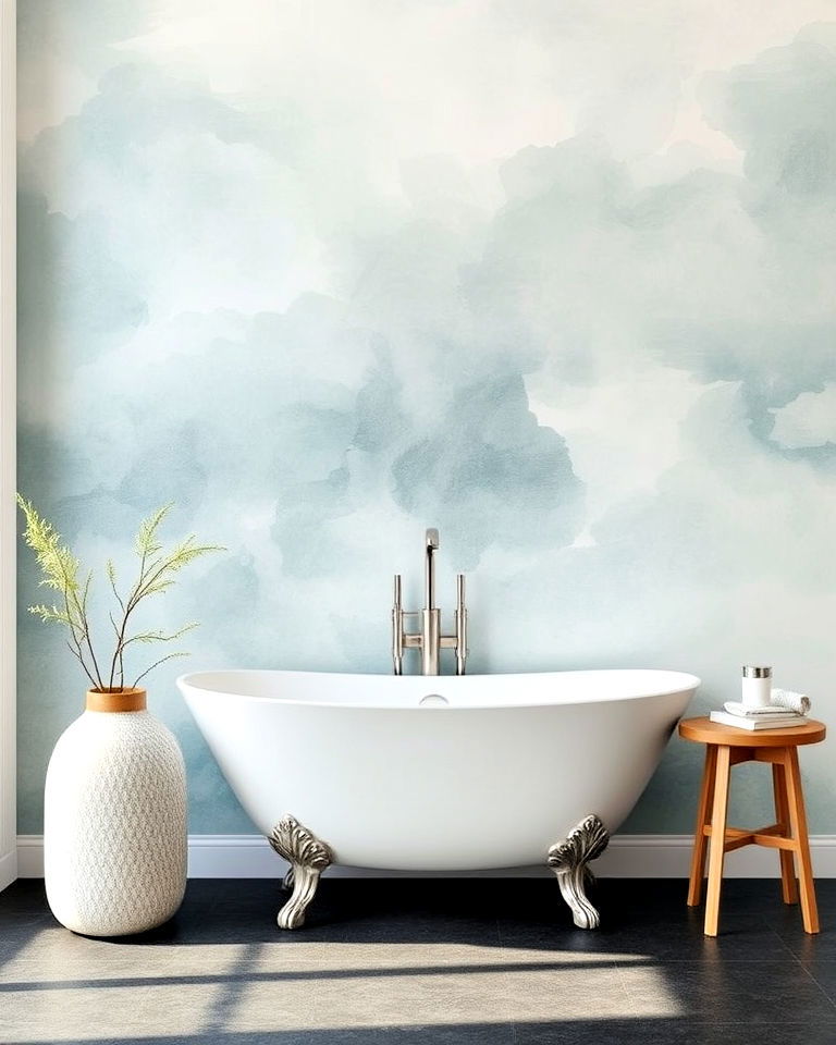 watercolor wash wallpaper for bathroom - 30 Bathroom Wallpaper Ideas