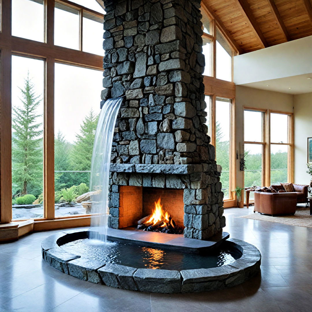 waterfall feature for two story fireplace - 25 Two-story Fireplace Ideas