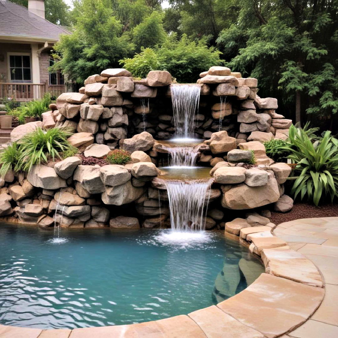waterfall for pool fountain - 15 Pool Fountain Ideas