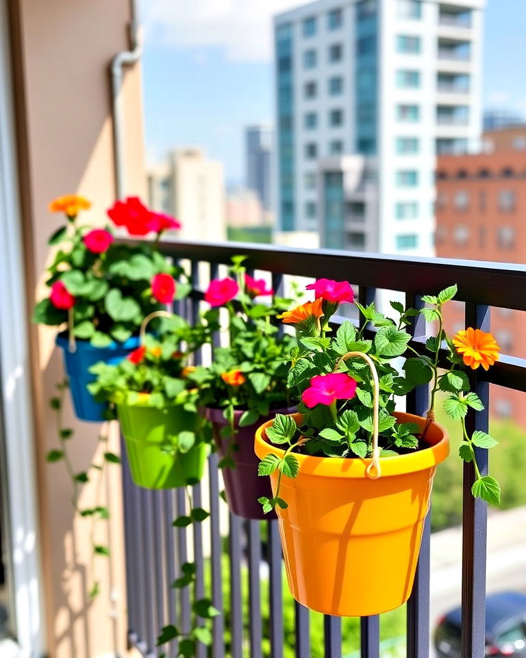 weather resistant balcony rail planters - 40 Balcony Garden Ideas