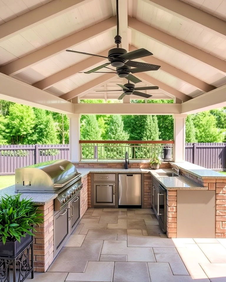 weather resistant covered outdoor kitchen - 20 Pool House With Outdoor Kitchen Ideas