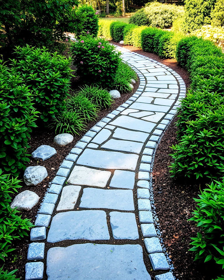 weather resistant curved stone pathway with borders - 25 Curved Walkway Ideas