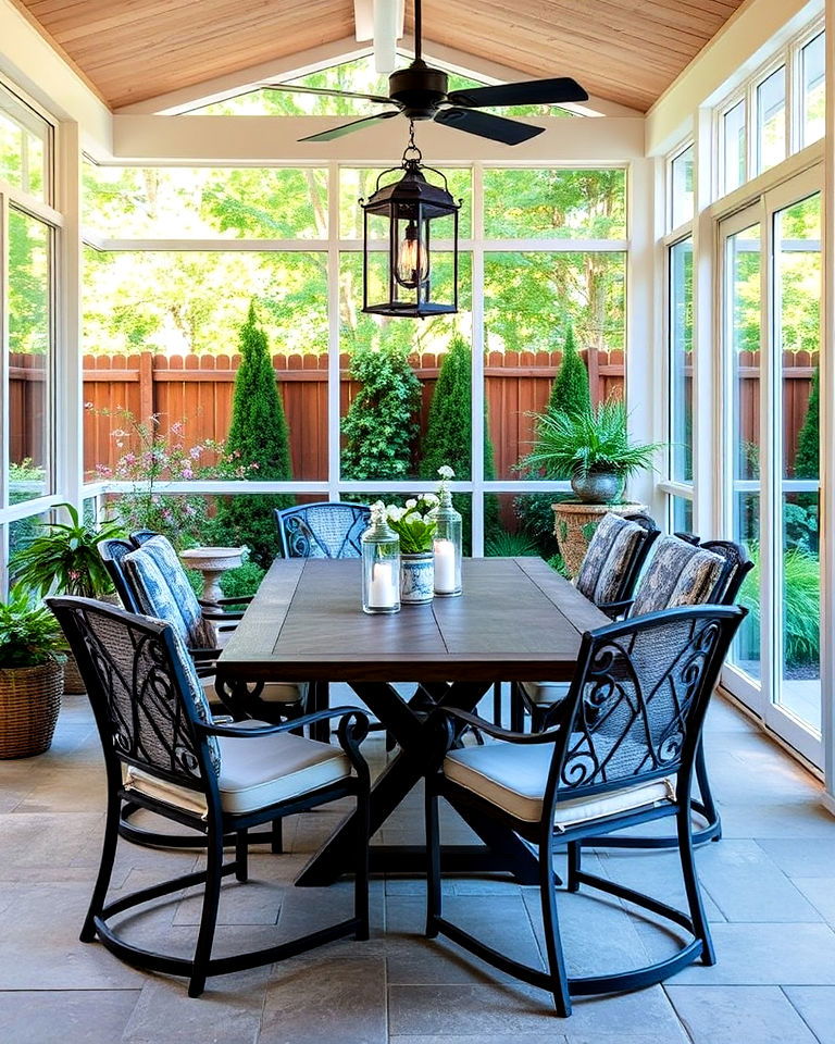 weather resistant elements for sunroom dining room - 25 Sunroom Dining Room Ideas