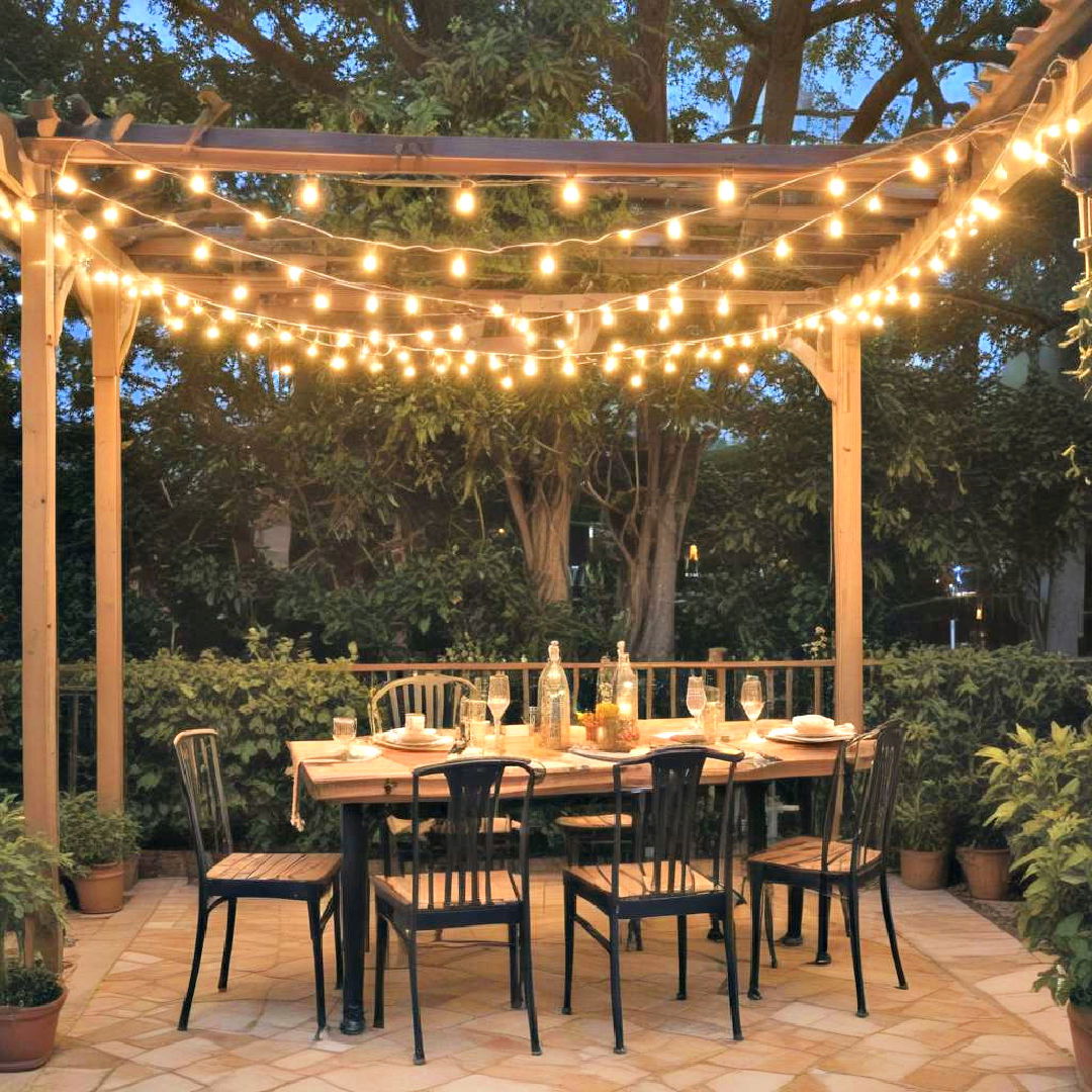 weather resistant festive string lights - 25 Patio Furniture Ideas