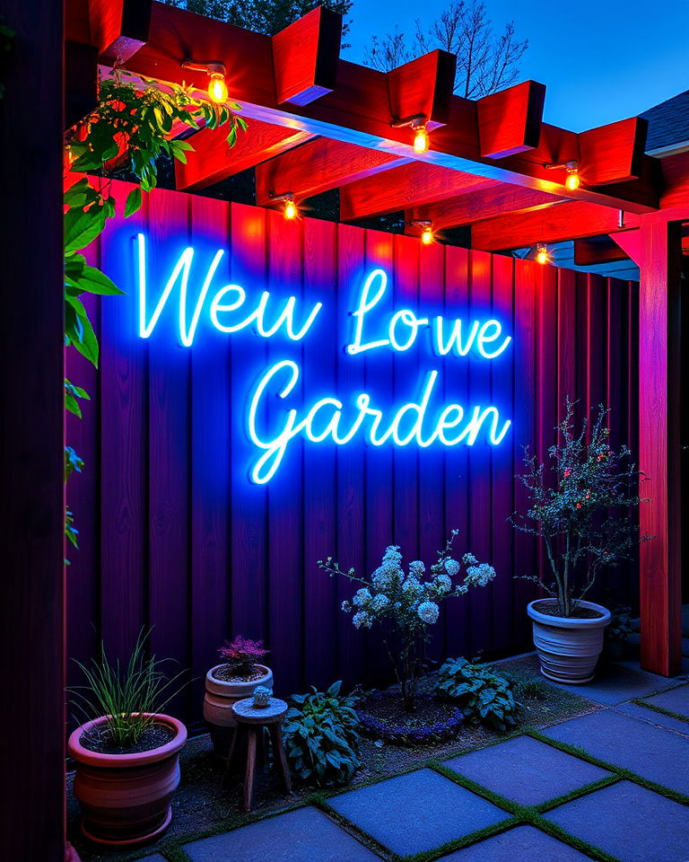 weather resistant neon garden signs - 40 Garden Lighting Ideas