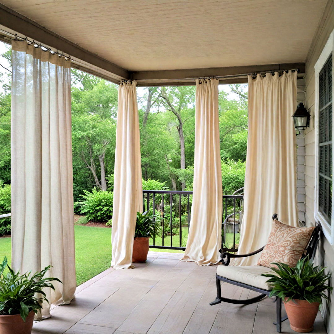 weather resistant outdoor curtains - 40 Front Porch Ideas