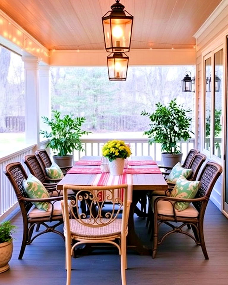 weather resistant outdoor dining porch - 40 Covered Porch Ideas