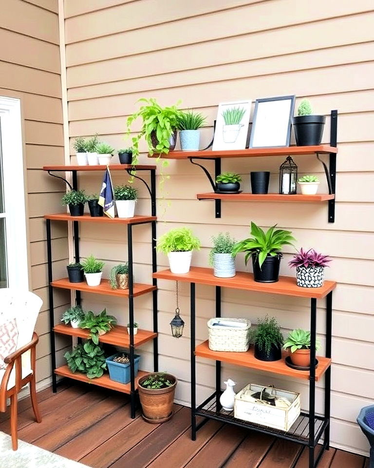 weather resistant outdoor shelving - 25 Deck Decorating Ideas