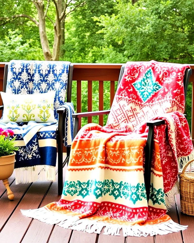 weather resistant outdoor throw blankets - 25 Deck Decorating Ideas