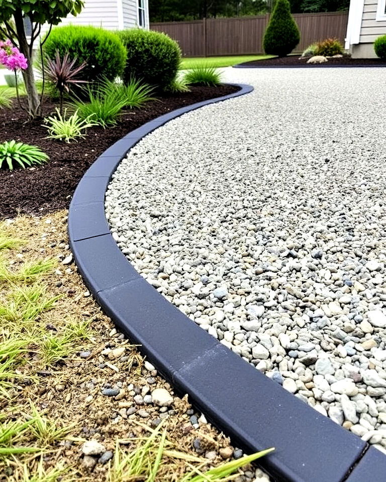 weather resistant recycled rubber edging - 25 Gravel Driveway Edging Ideas