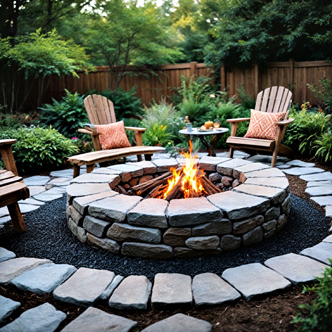 weather resistant rock fire pit - 30 Front Yard Landscaping Ideas With Rocks and Mulch
