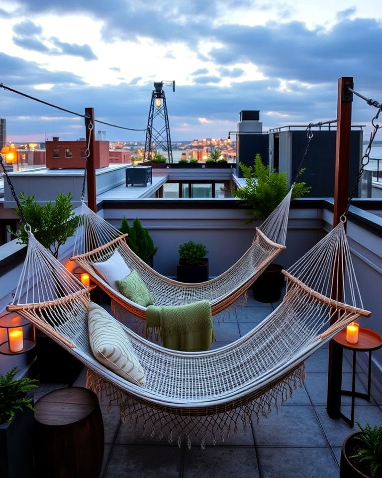 weather resistant rooftop hammock zone - 30 Residential Rooftop Design Ideas