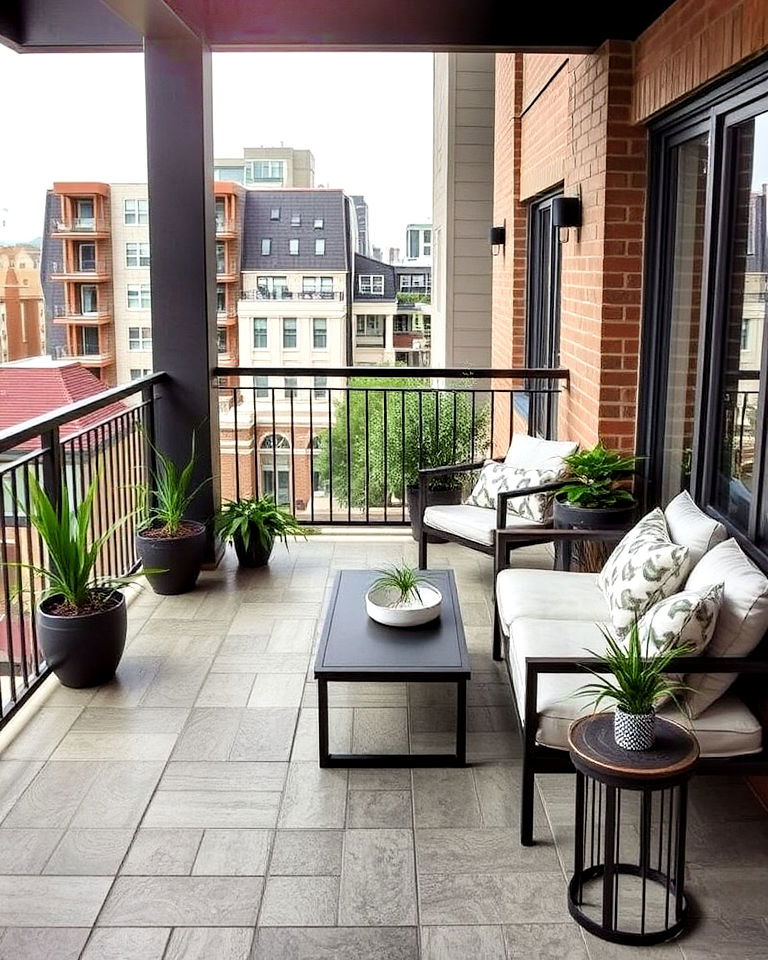 weather resistant stamped concrete - 25 Balcony Flooring Ideas