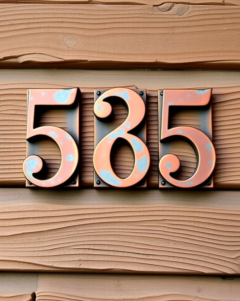 weathered finish copper numbers - 40 House Number Ideas