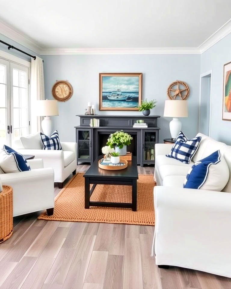 weathered grey floor with light blue walls - 20 Grey Floor Living Room With Blue Walls Ideas