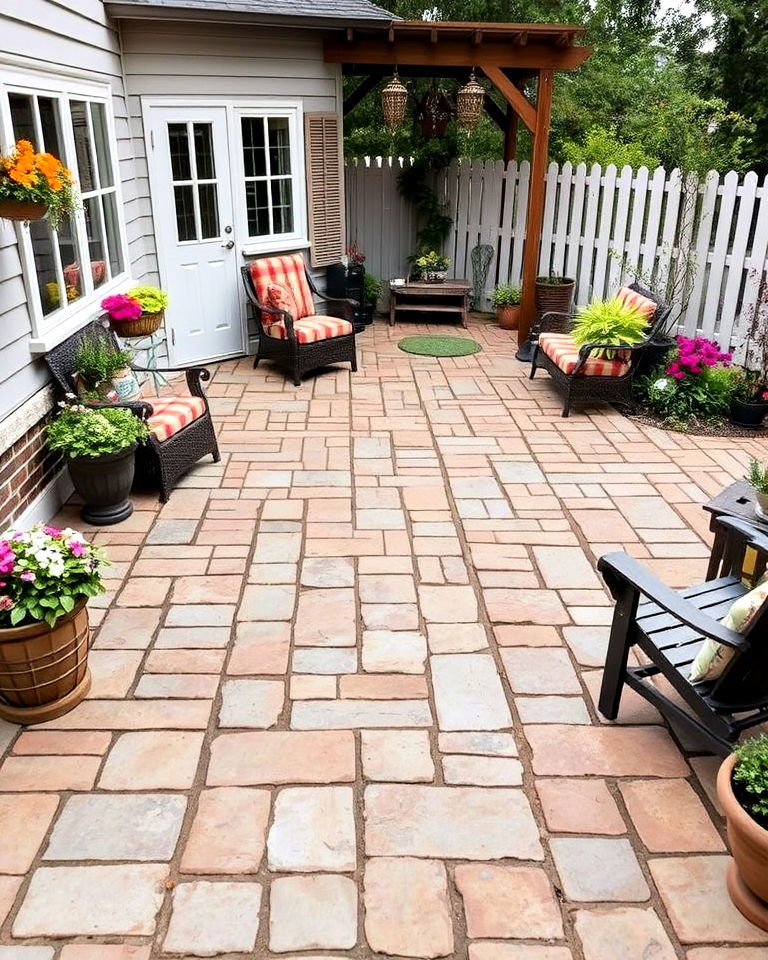 weathered look tumbled pavers - 40 Paver Patio Ideas