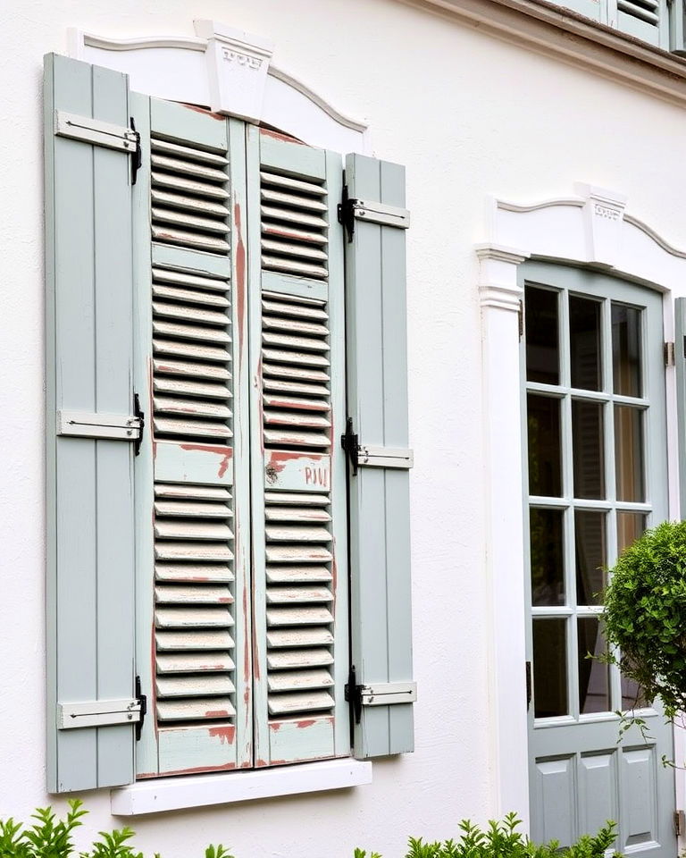 weathered shutters for french country exterior - 30 Traditional French Country House Exterior Ideas