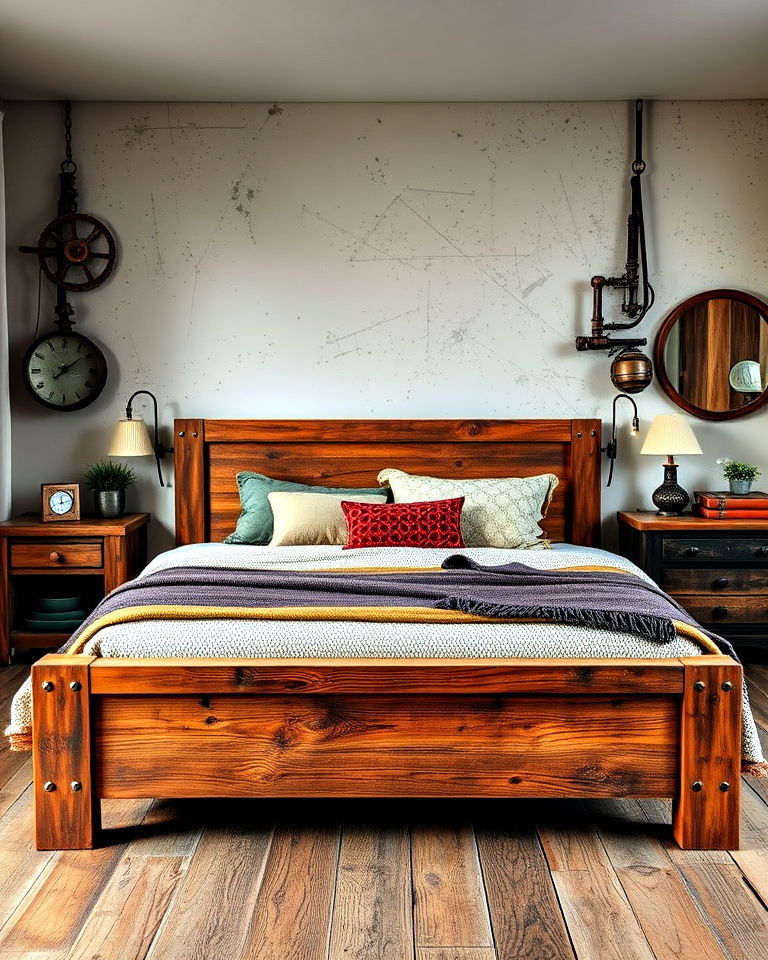 weathered wood furniture for steampunk bedroom - 15 Steampunk Bedroom Ideas