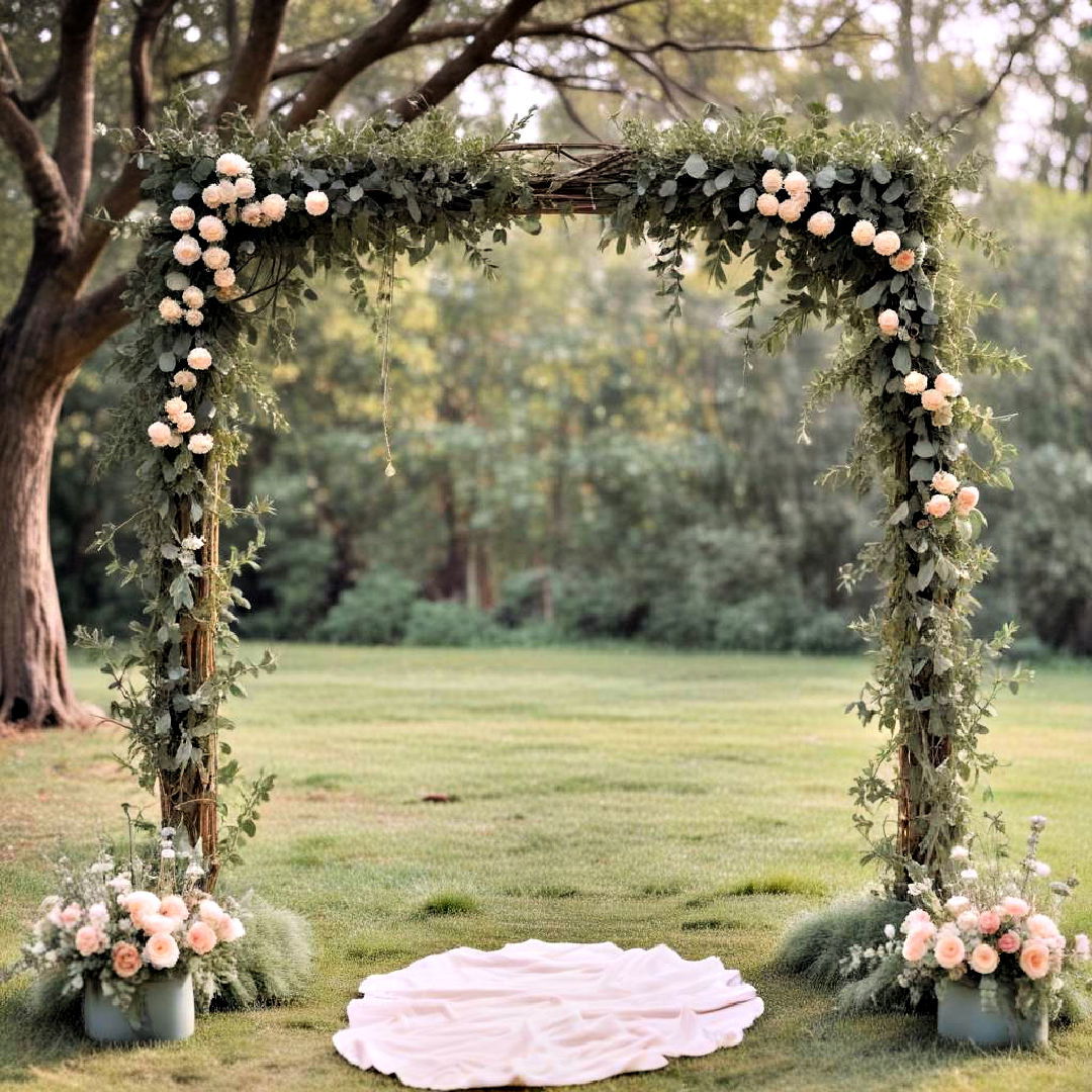 wedding arch to enhance backdrop - 30 Sage Green Wedding Ideas