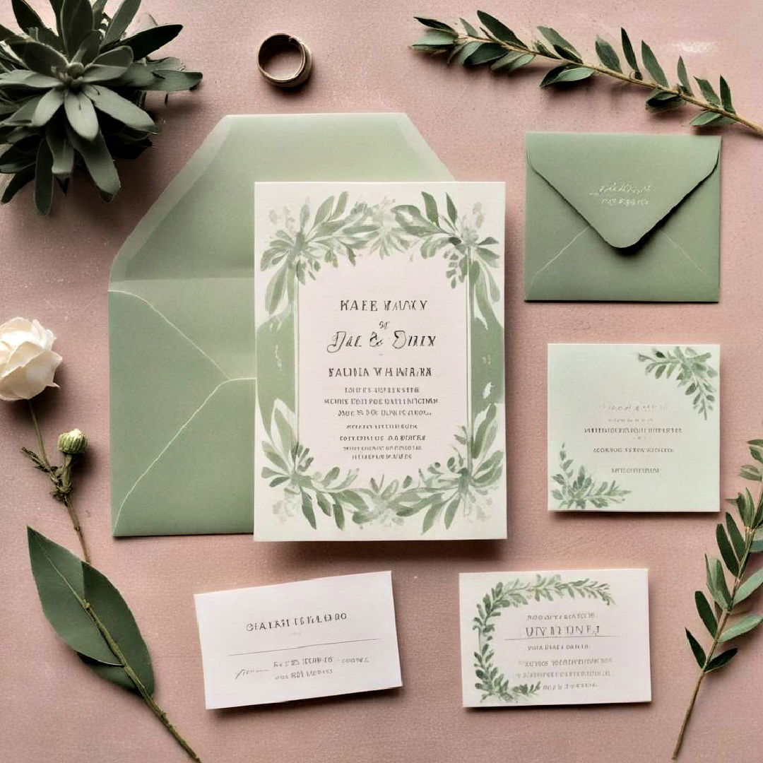 wedding invitations for sage green wedding - 30 Sage Green Wedding Ideas
