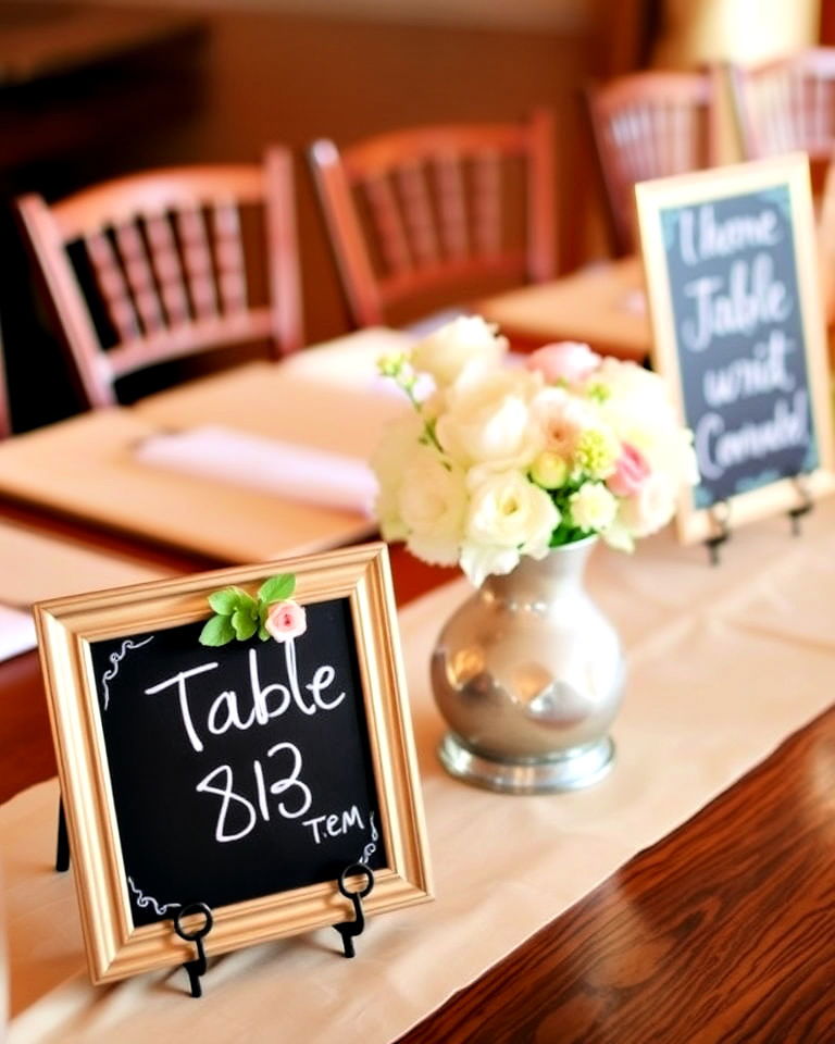 wedding table decor with chalkboard table numbers - 30 Wedding Table Decoration Ideas