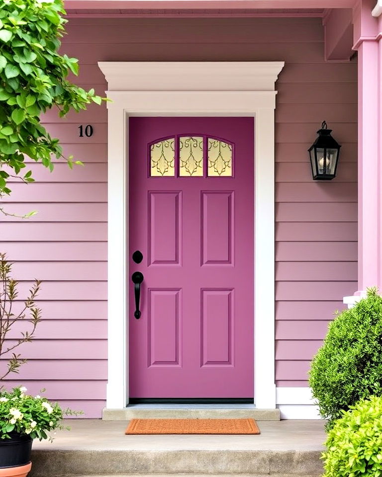welcoming mauve hue front door - 20 Purple Front Door Ideas