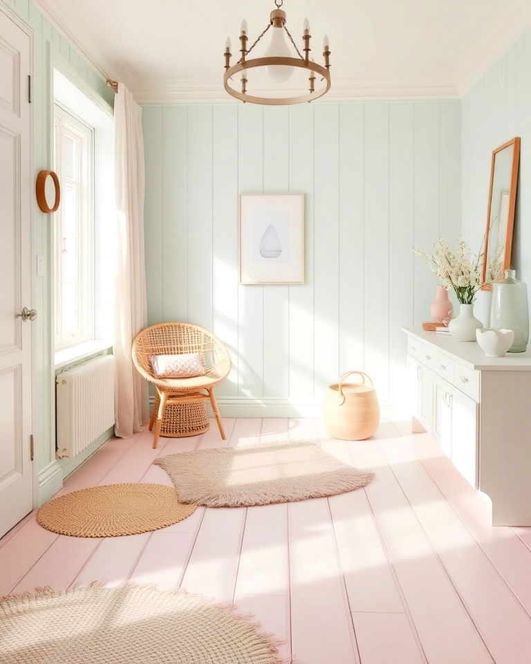 welcoming painted wooden floor - 25 Danish Pastel Room Ideas