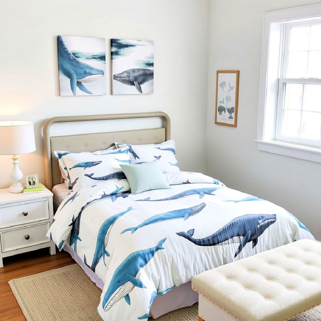 whale themed bedding to add playful touch - 40 Ocean-themed Bedroom Ideas
