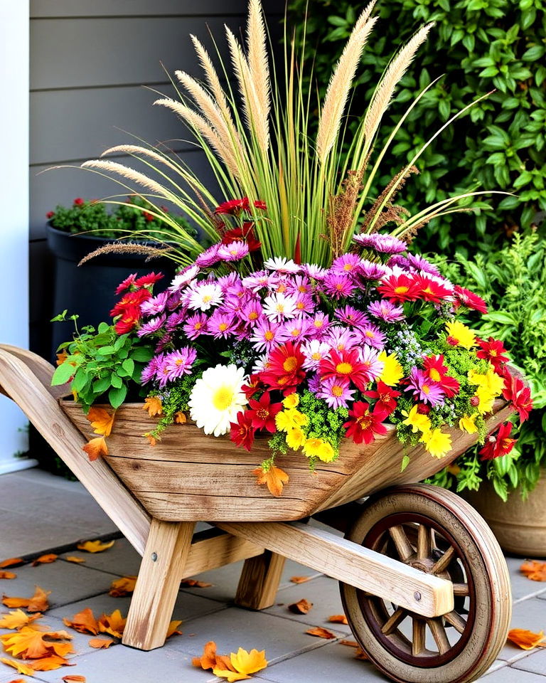 wheelbarrow planter for fall - 40 Fall Planter Ideas
