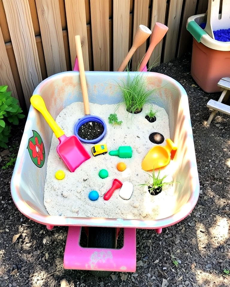 wheelbarrow with sand and soft soil - 25 Old Wheelbarrow Ideas