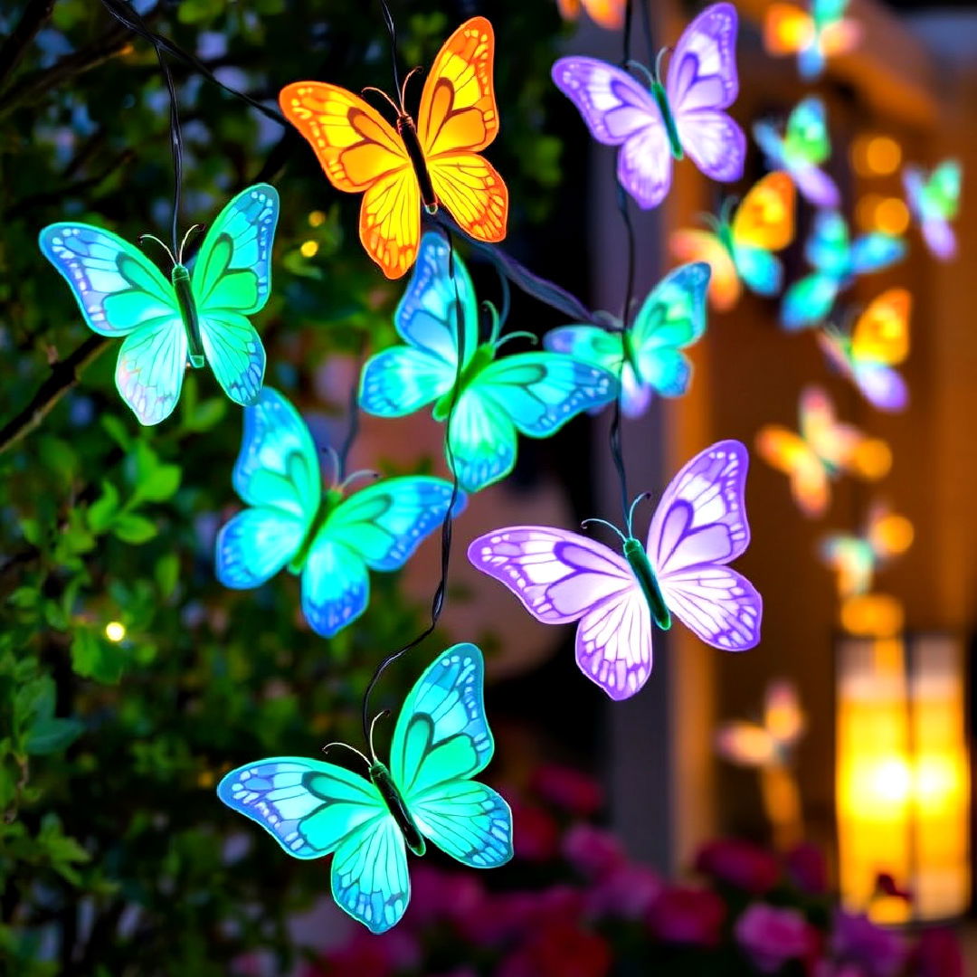 whimsical butterfly string lights - 40 Patio String Light Ideas