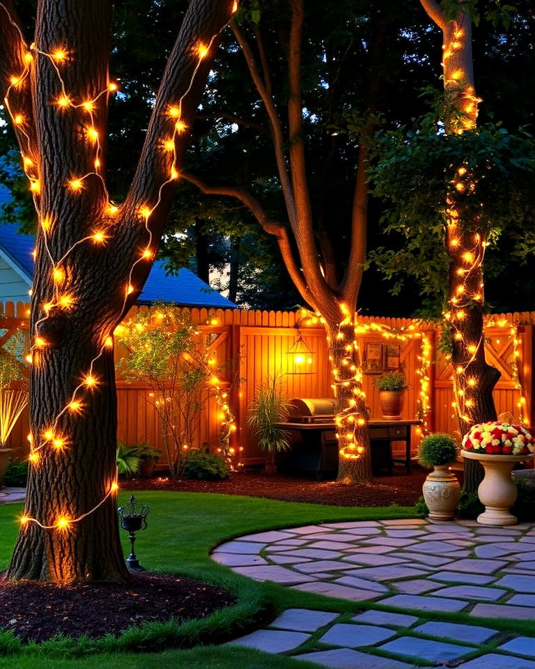 whimsical charm with fairy lights - 40 Backyard Lighting Ideas
