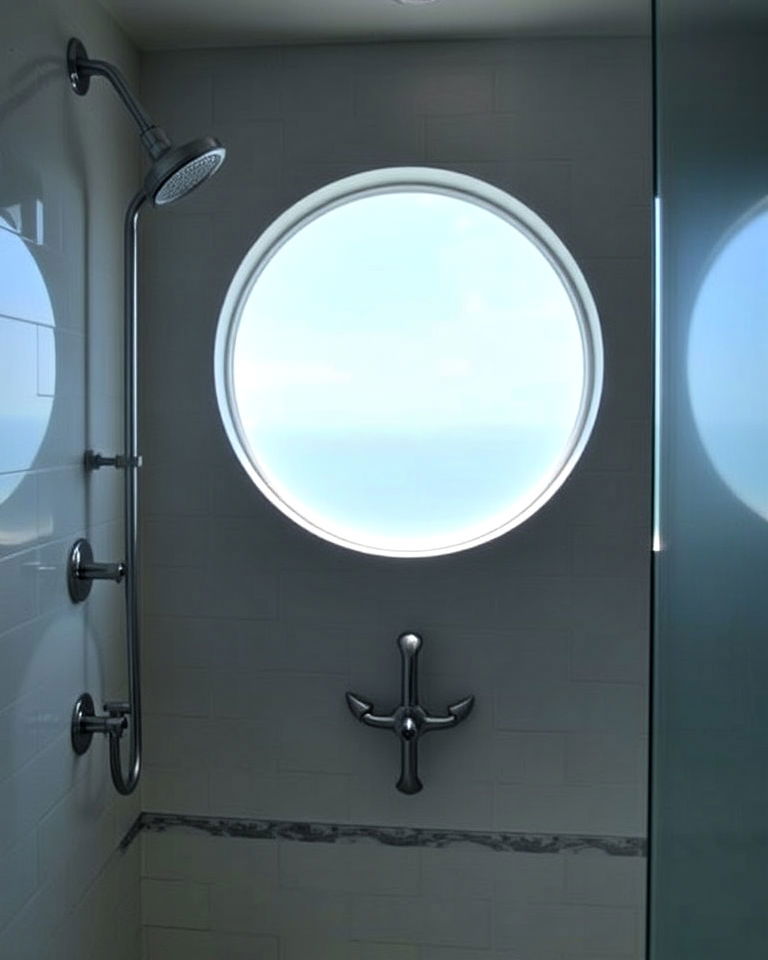 whimsical circular shower window - 30 Shower Window Ideas
