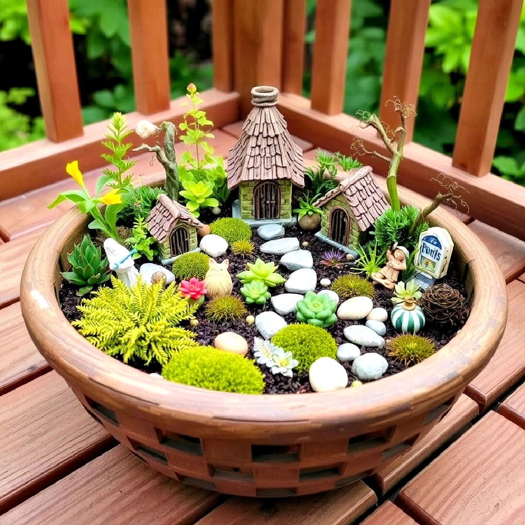 whimsical fairy garden - 25 Deck Decorating Ideas With Plants